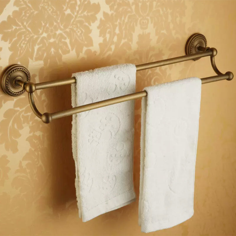 BowLift | Worn Brass Traditional Bathroom Set with Bath Shelf/Paper Holder & Towel Bar