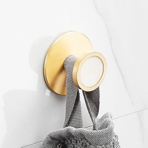 BowLift | Brushed Brass Bathroom Accessory Set Metal & Marble Bathroom Hardware Set with Bathtub Shelf