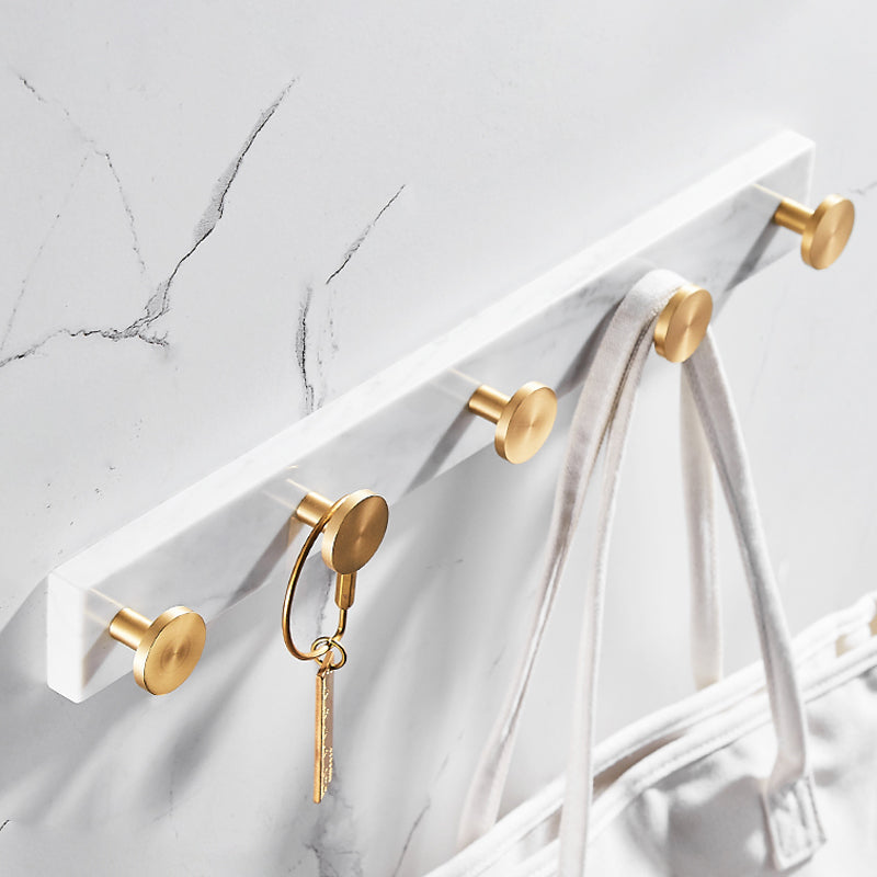 BowLift | Brushed Brass Bathroom Accessory Set Metal & Marble Bathroom Hardware Set with Bathtub Shelf