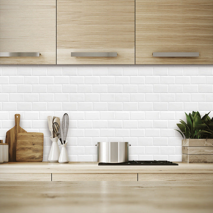 BowLift | Solid Peel & Stick Subway Tile Scratch Resistant PVC Rectangle Peel and Stick Wall Tile