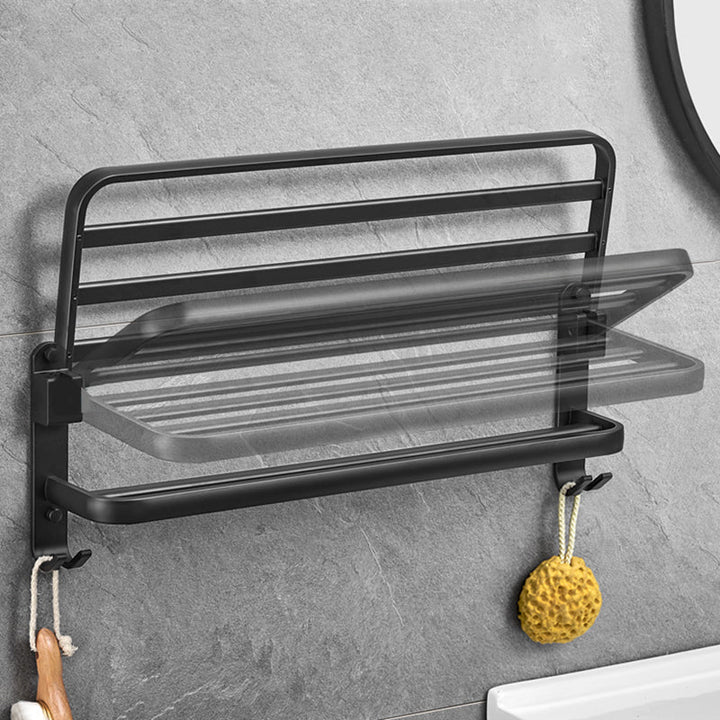 BowLift | Matt Black 5-piece Modern Bathroom Accessory Set with Shelf/Tower Bar & Paper Holder