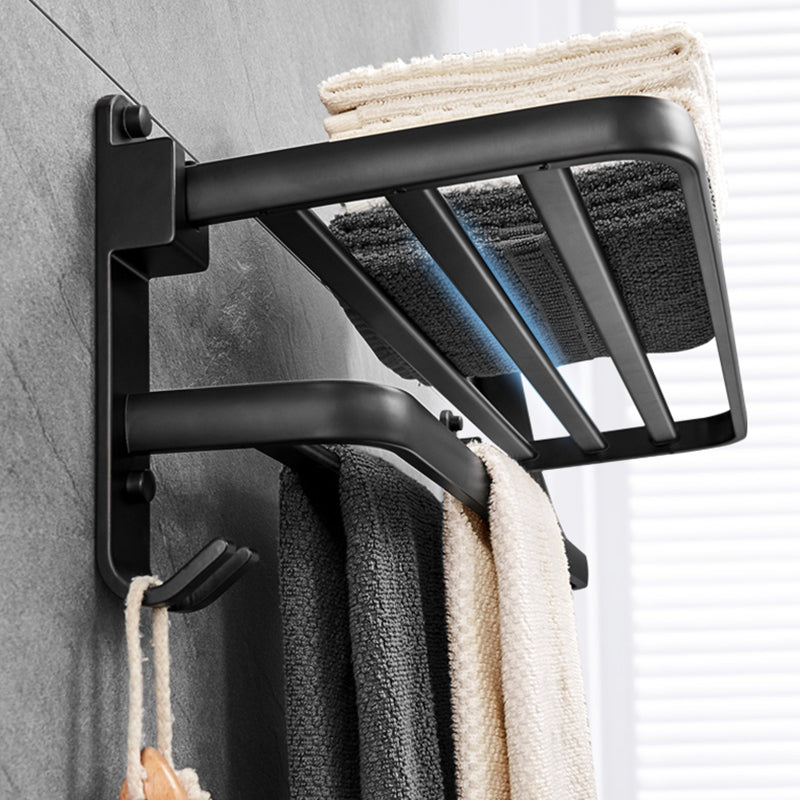 BowLift | Matt Black 5-piece Modern Bathroom Accessory Set with Shelf/Tower Bar & Paper Holder