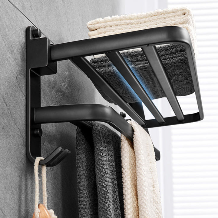 BowLift | Matt Black 5-piece Modern Bathroom Accessory Set with Shelf/Tower Bar & Paper Holder