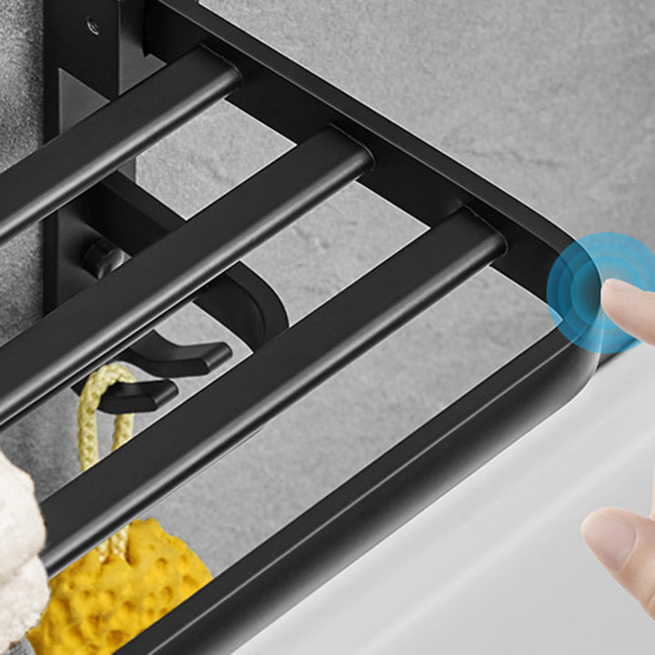 BowLift | Matt Black 5-piece Modern Bathroom Accessory Set with Shelf/Tower Bar & Paper Holder