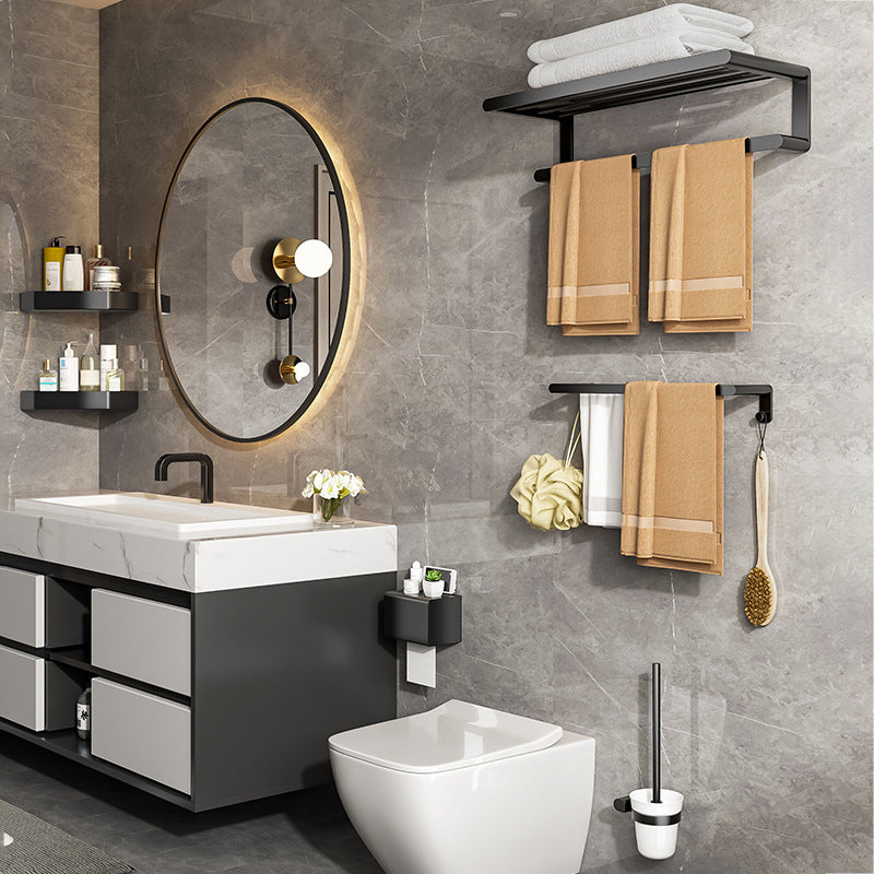 BowLift | Modern Bathroom Set with Bath Shelf/Towel Holder & Paper Holder Black Bathroom Hardware