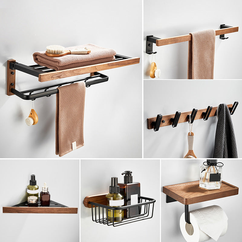 BowLift | Wood and Aluminum Bath Accessory Set Black Bathroom Accessory Kit