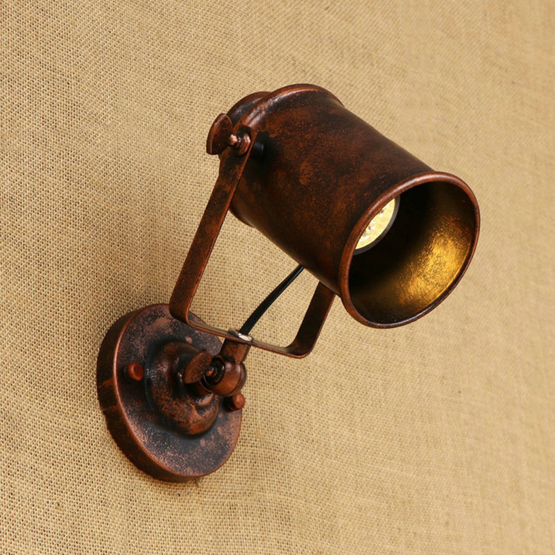BowLift | Cylinder Metallic Wall Light Antique Style 1 Light Living Room Wall Mounted Light in Black/Rust