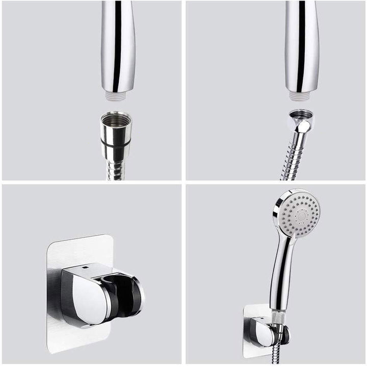 BowLift | Modern Standard Shower Set Double Round Metal Adjustable Spray Pattern Shower Head