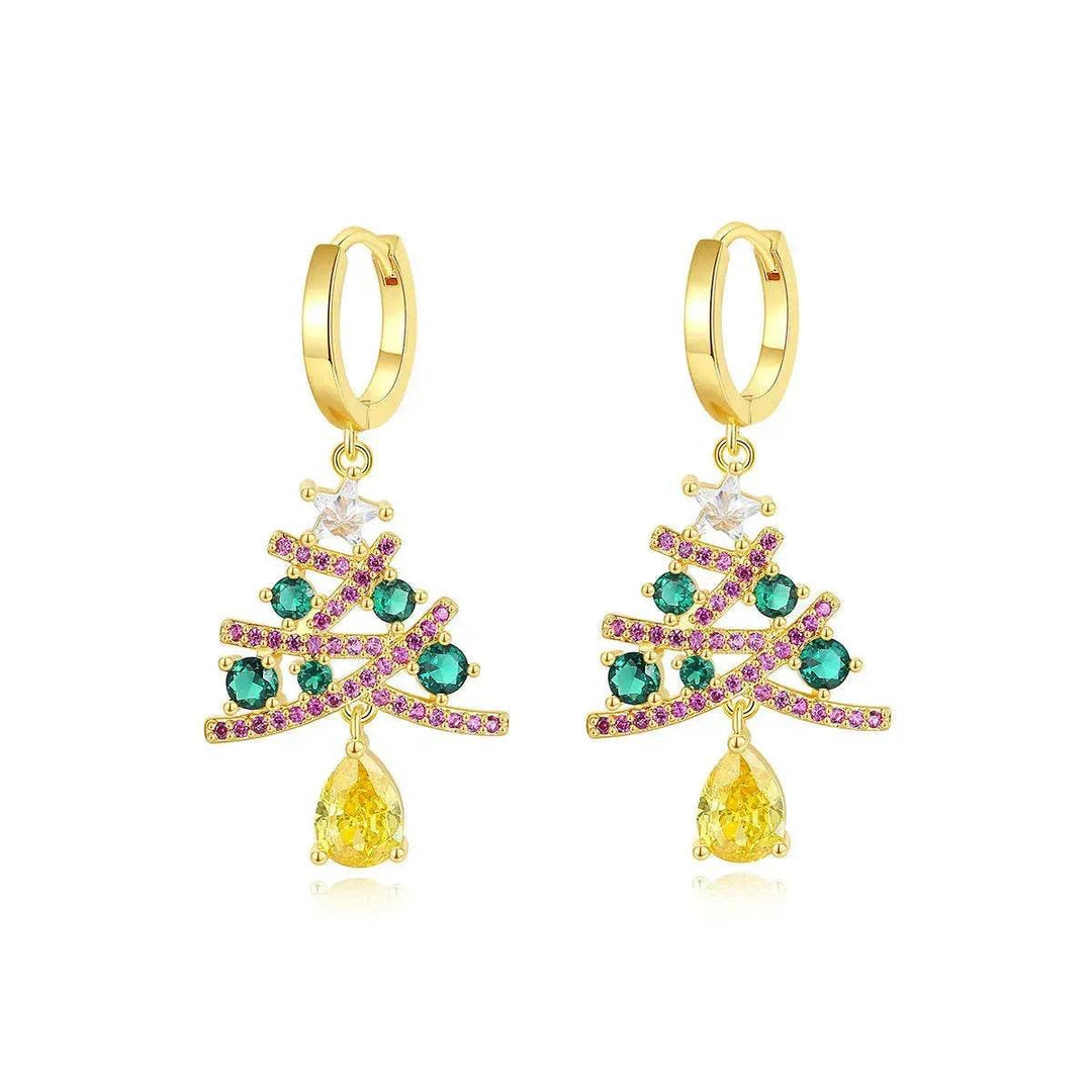 BowLift | New Christmas Tree Earrings With Colorful Rhinestones Fashion Personality Shining Earrings Gift For Women Jewelry