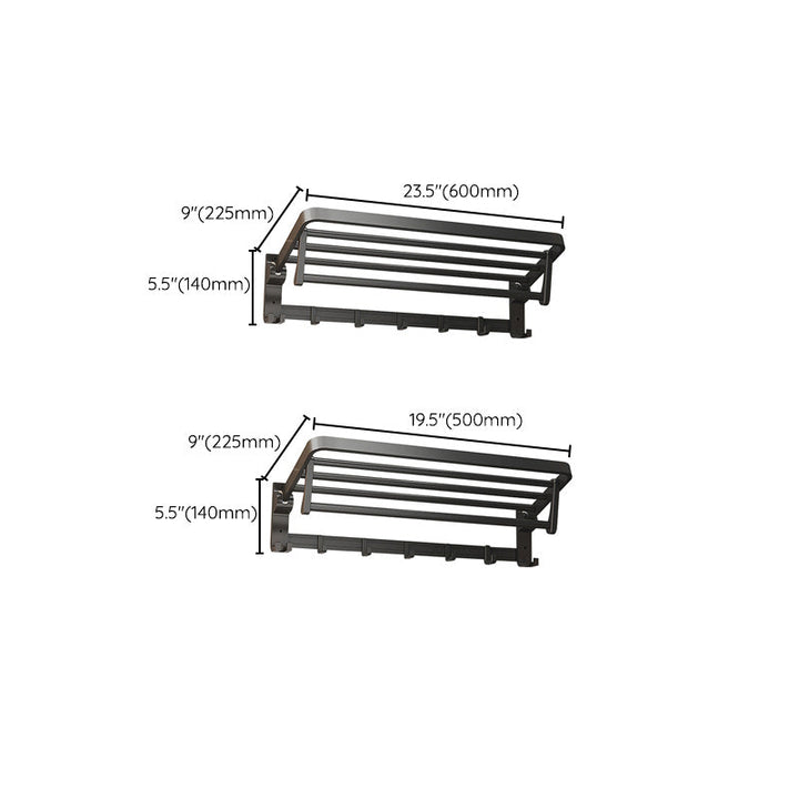 BowLift | Modern Matte Black Bathroom Accessory Set with Bath Shelf/Towel Hooks/Towel Bar