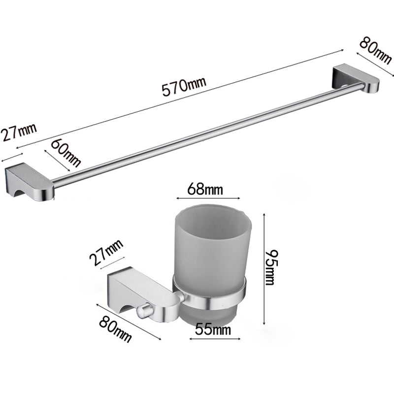 BowLift | 6-piece Chrome Bathroom Accessory as Individual Piece or as Set with Towel Ring Bar