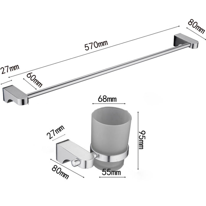 BowLift | 6-piece Chrome Bathroom Accessory as Individual Piece or as Set with Towel Ring Bar