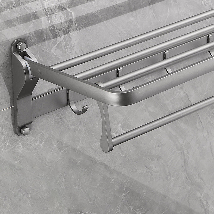 BowLift | Gray 6/7-piece modern bathroom accessory set bathroom shelf/bath towel hooks/towel bar included