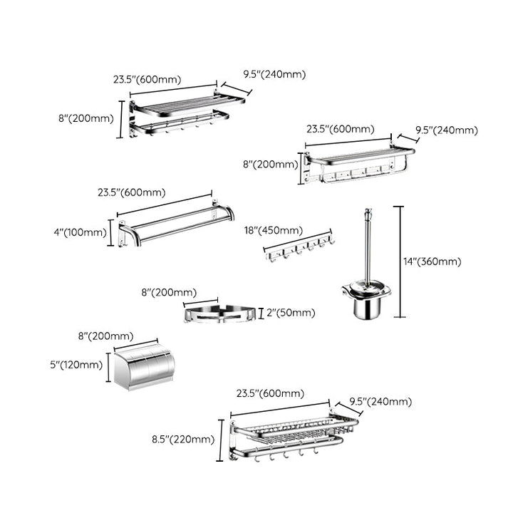 BowLift | Classic Polished Chrome Bathroom Accessory Set Towel Holder/Paper Holder/Robe Hooks Included