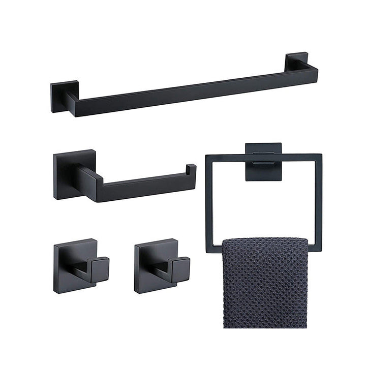 BowLift | 7-piece bathroom accessory set made of stainless steel with paper holder/robe hook/towel ring bar