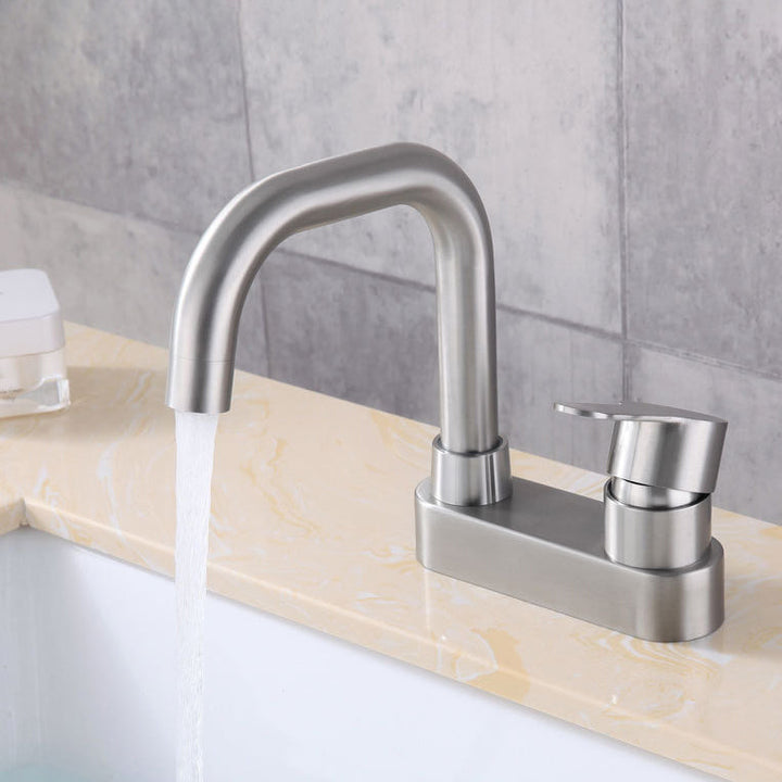 BowLift | 304 stainless steel center faucet bathroom single handle hot and cold sink faucet