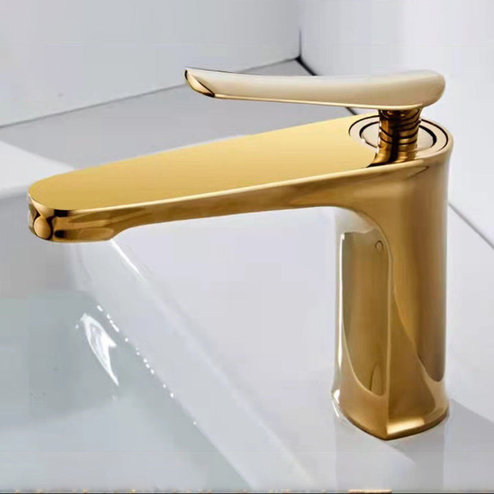 BowLift | 1 Handle Solid Copper Bathroom Sink Faucet Nordic Modern Vanity Faucet with Drain