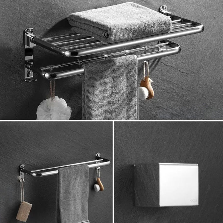 BowLift | Modern Bathroom Accessories Set Silver Bathroom Accessories Hardware Set