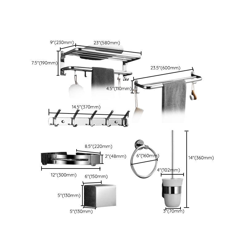 BowLift | Modern Bathroom Accessories Set Silver Bathroom Accessories Hardware Set