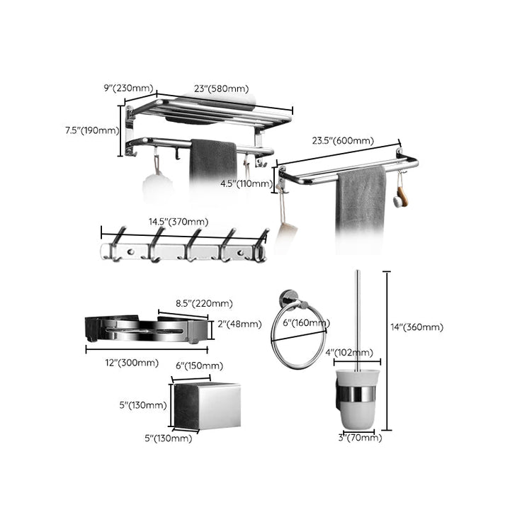 BowLift | Modern Bathroom Accessories Set Silver Bathroom Accessories Hardware Set