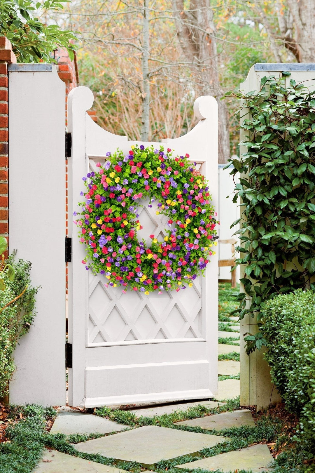 BowLift | BloomWreath Spring & Summer Front Door Wreath | Handmade Floral Grapevine Accent