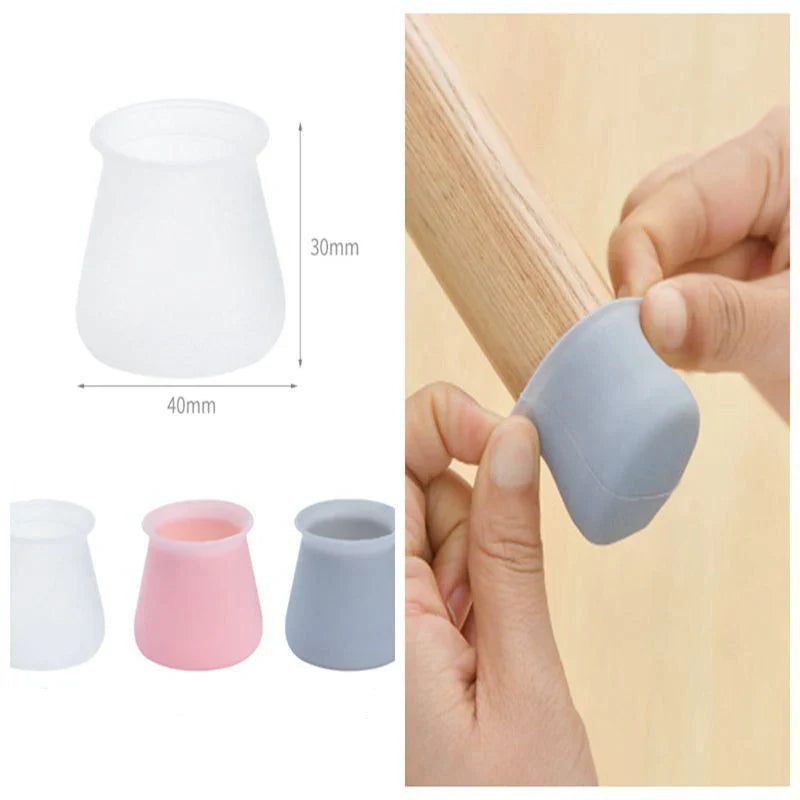4 Pcs Silicone Chair Leg Covers Bowlift