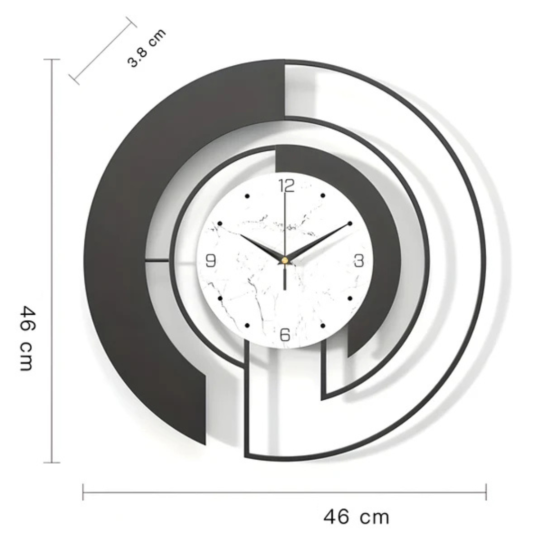 BowLift | Arch | Large Black Wall Clock Modern 46x46 cm