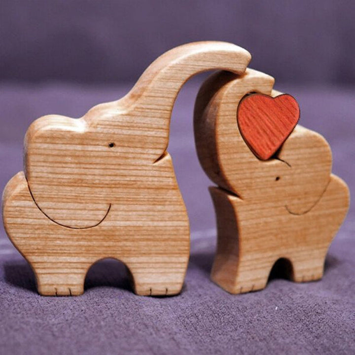 Hand-Carved Wooden Cuddling Animals Decoration | Bowlift