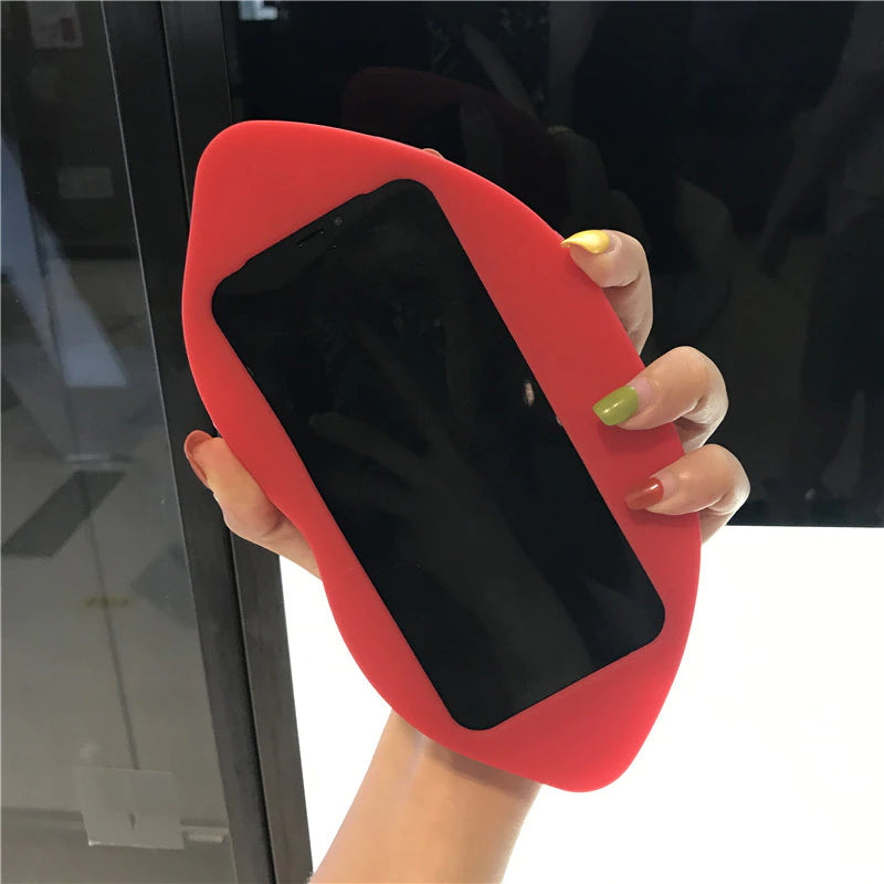BowLift | 3D Big Red Lip Mouth Kiss Soft Silicone Shoulder Iphone Cases