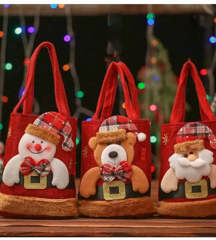 BowLift | Christmas Candy Gift Tote Bag For Kids Funny Creative Santa Claus Elk Snowman Bear Handbag Small Christmas Tree Decoration Bags