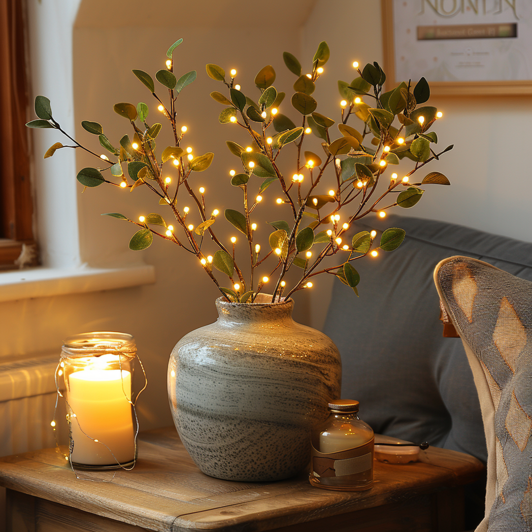 BowLift | LED Fairy Light Olive Branch Decor - Battery Operated String Lights for Home, Wedding, and Party Decorations