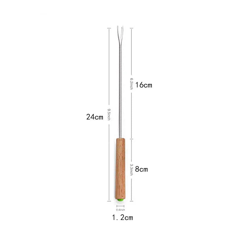 6Pcs Stainless Steel Forks with Wooden Handle for BBQ Campfire Grill | Bowlift