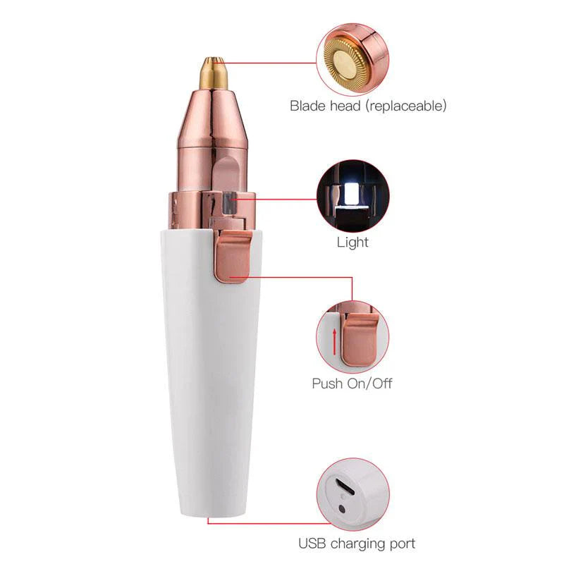 2 in 1 Facial Hair Trimmer with Light Bowlift