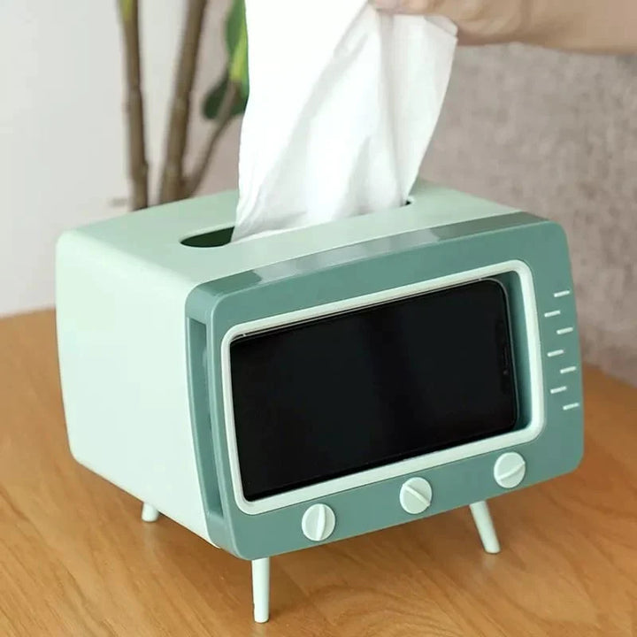 Creative Tv Tissue Box Holder With Phone Holder Bowlift