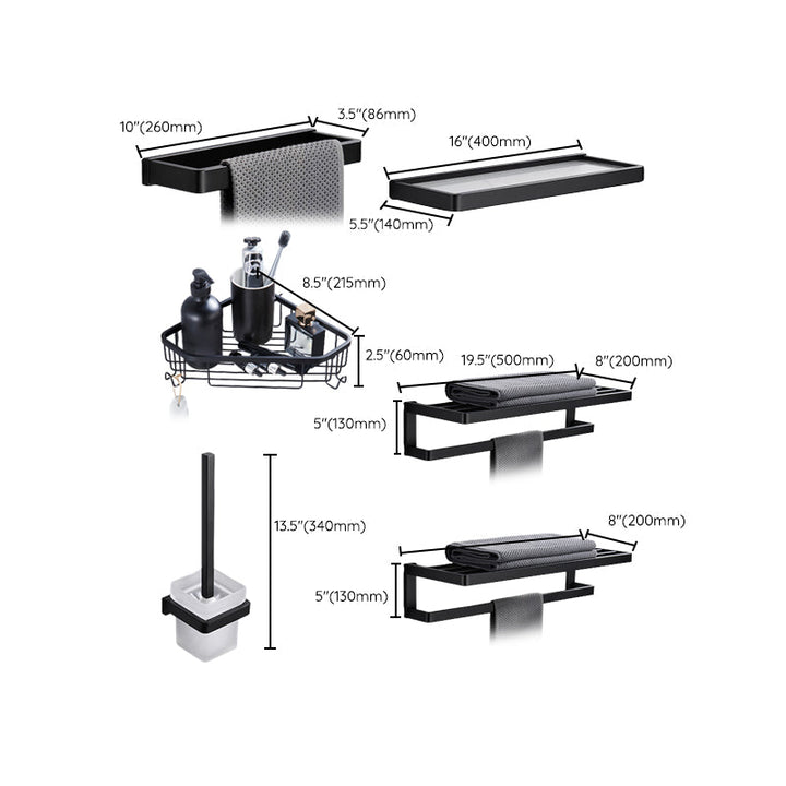 BowLift | Matt Black 5-piece modern bathroom accessory as a single item or as a set with towel bar