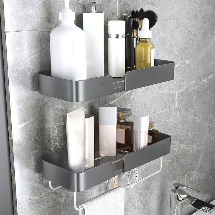 BowLift | 3-piece modern bathroom hardware set aluminum bathroom shelf in gray