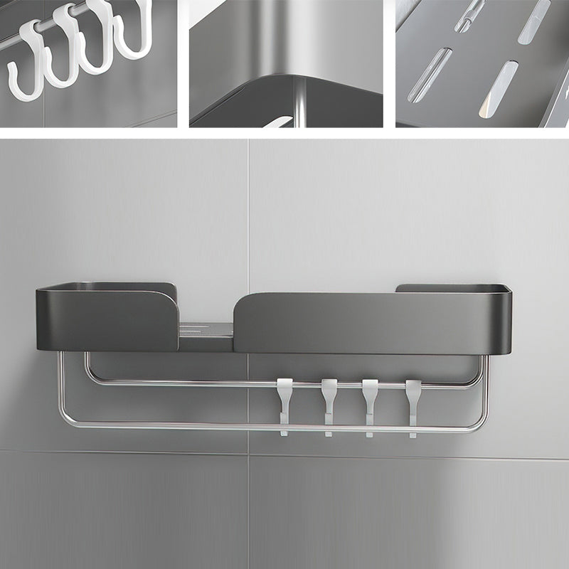 BowLift | 3-piece modern bathroom hardware set aluminum bathroom shelf in gray