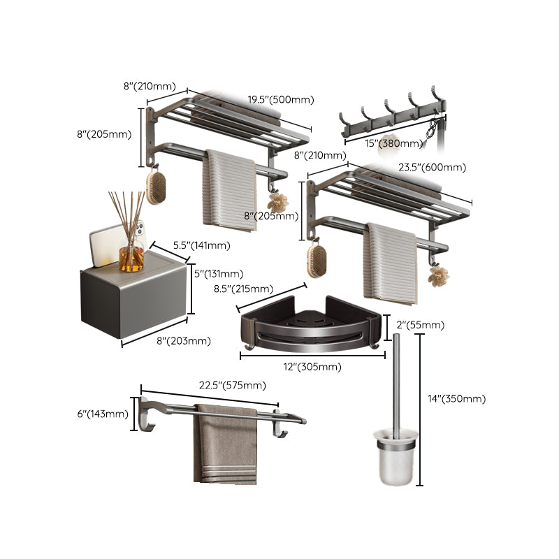 BowLift | Modern Bathroom Accessory Hardware Set Gray Bathroom Accessories