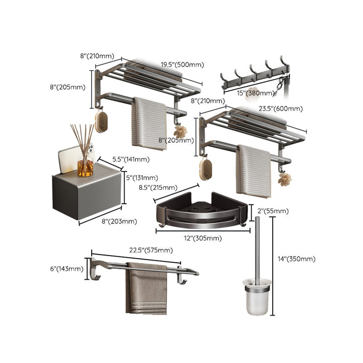 BowLift | Modern Bathroom Accessory Hardware Set Gray Bathroom Accessories