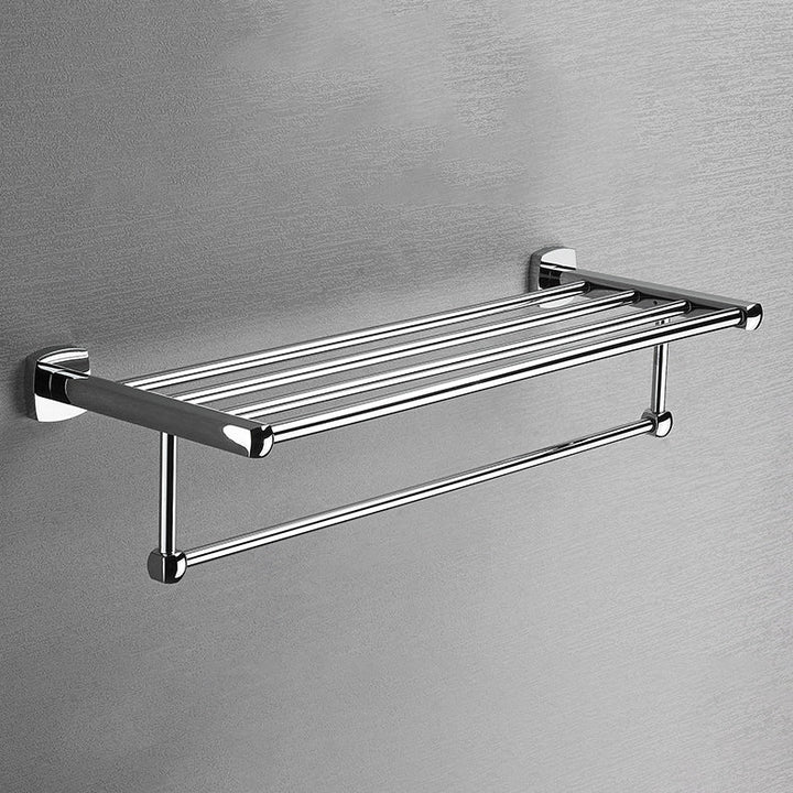 BowLift | Polished Chrome Modernism Bathroom Accessory Set Bath Shelf / Towel Bar / Bathrobe Hook Included