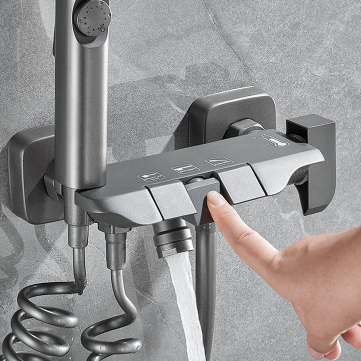 BowLift | Wall-mounted shower system Gray Adjustable spray pattern Lever handle Shower hose Shower set