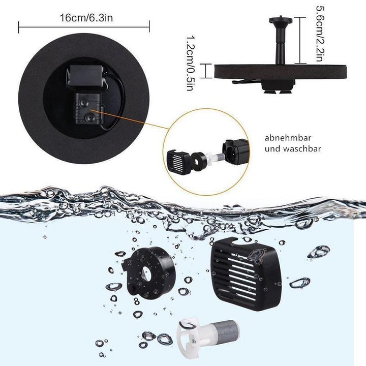 BowLift | Solar Energy Fountain Pump WaterSoft – For Pond, Birdbath or Garden Decoration