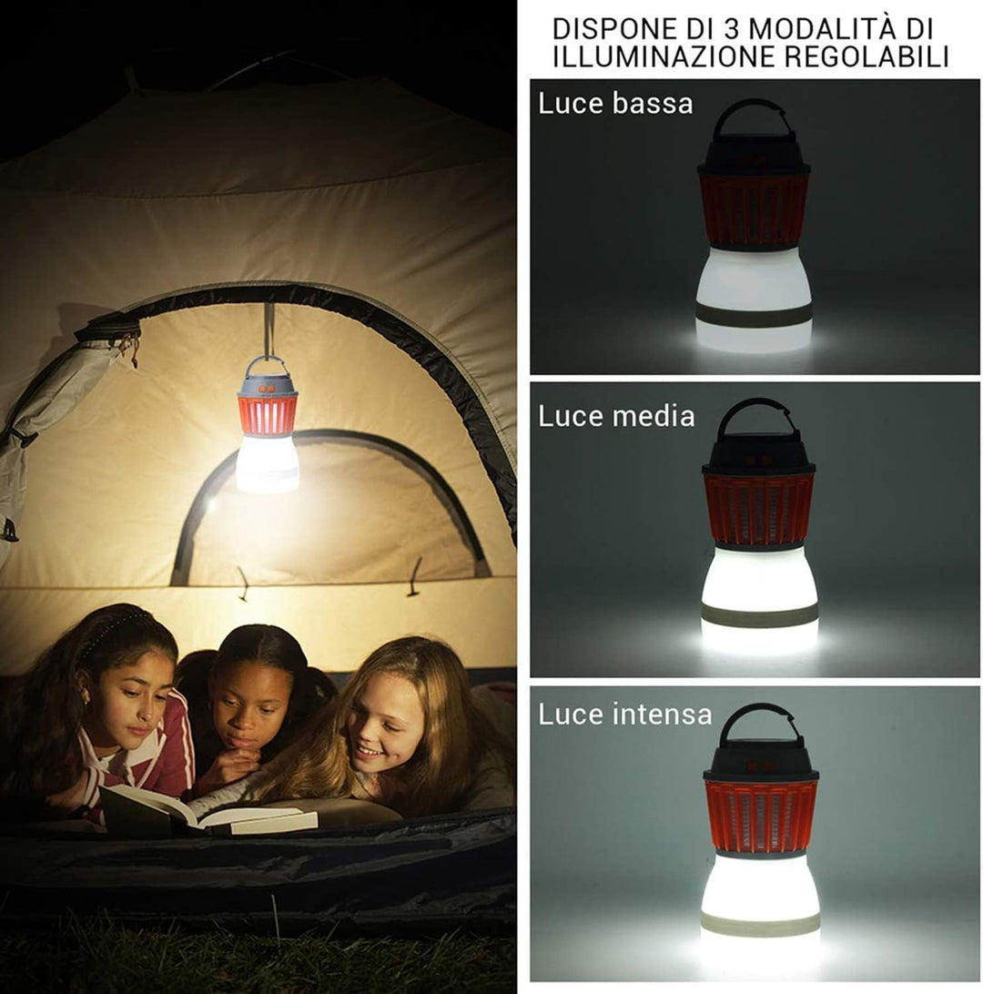 BowLift | Solar LED Mosquito Lamp with Integrated Lantern – Effective Insect Protection and Lighting for Garden and Camping