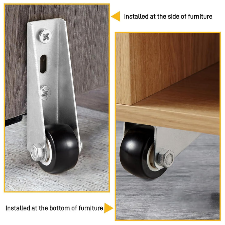 Low-Profile Side-Mount Caster Wheels for Furniture Bowlift