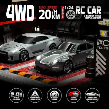 BowLift | Retro Drift Master – 4WD RC Car with LED Lights
