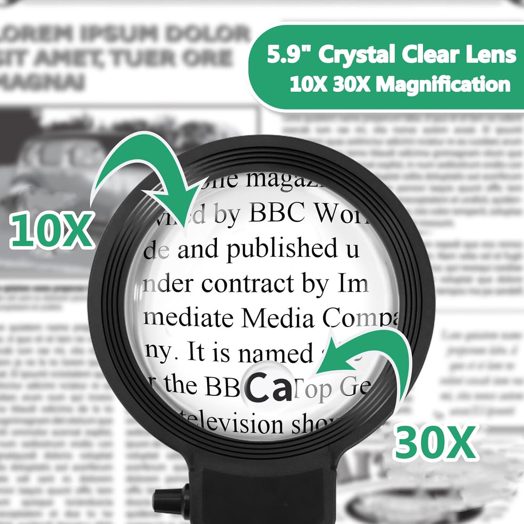 BowLift | Full-Page Magnifying Glass with LED Light – Hands-Free Reading Aid for Books, Crafts & Hobbies