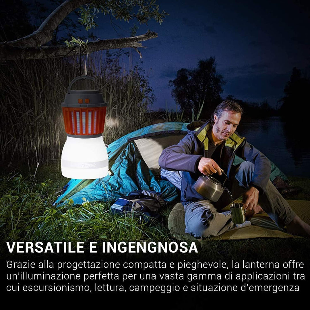 BowLift | Solar LED Mosquito Lamp with Integrated Lantern – Effective Insect Protection and Lighting for Garden and Camping