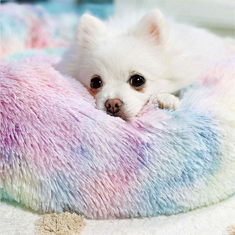 BowLift | Beef Rainbow Extra Plush Calming Donut Dog Beds