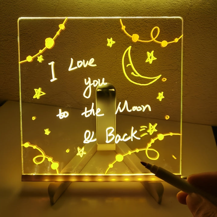 BowLift | USB LED Noteboard with 12 Colored Pens - Bright Message Board for Office & Home