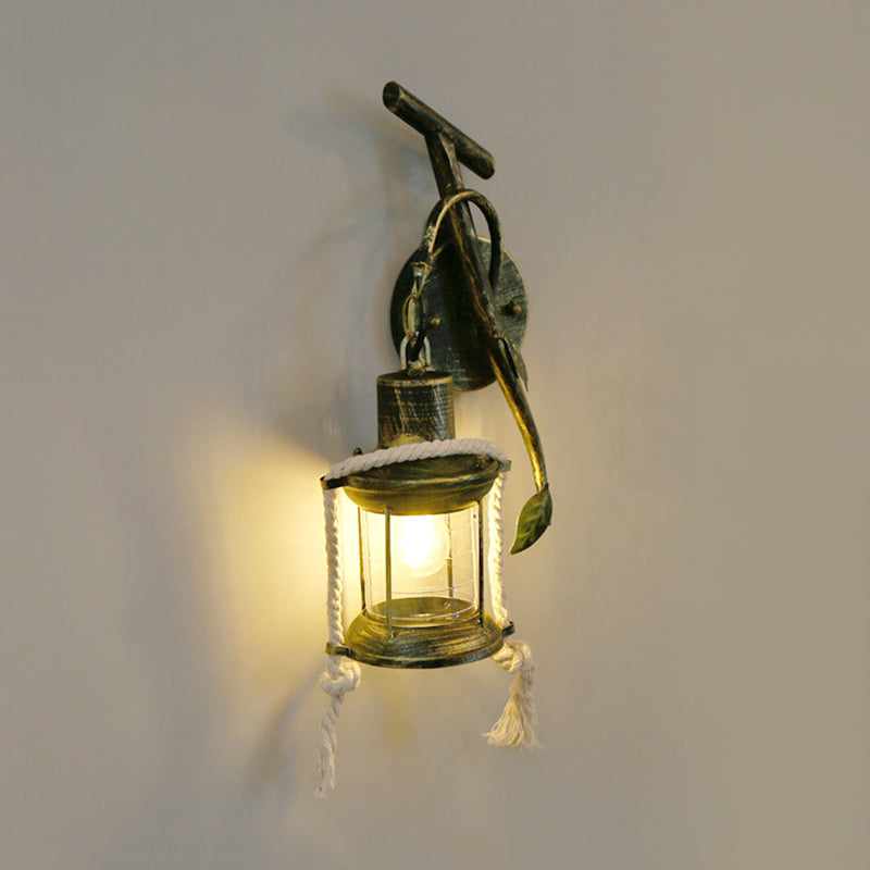 BowLift | Brass 1 Light Wall Mount Lighting Warehouse Metal Kerosene Wall Lamp Sconces with Leaf Design